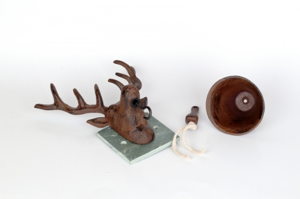 Nástěnný zvonček liatina jeleň 23,1x13,3x25,8cm