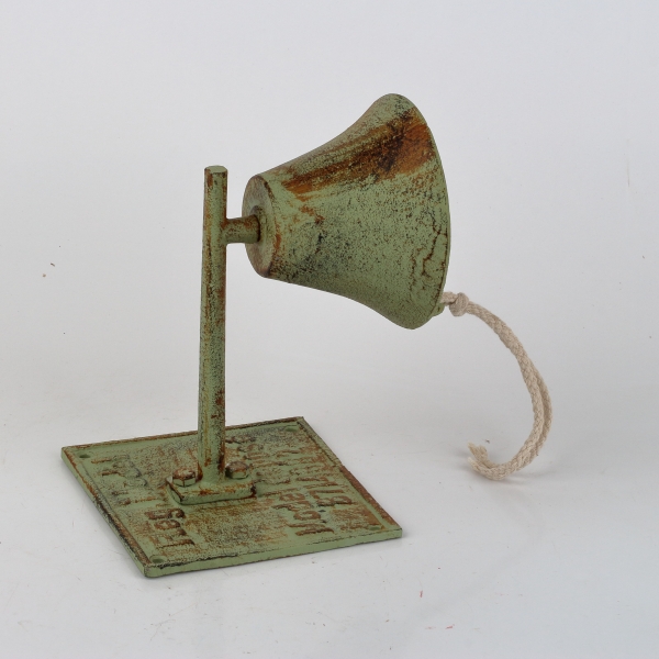 Nástenný zvonček so zelenou patinou liatina 17x14cm