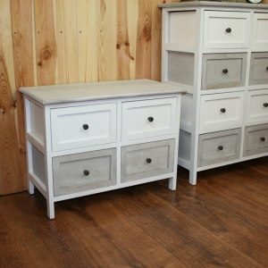 Nízka komoda Vintage biela / šedá 58x30x43cm