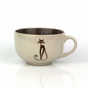 Nízky keramický hrnček s mačkou 443ml