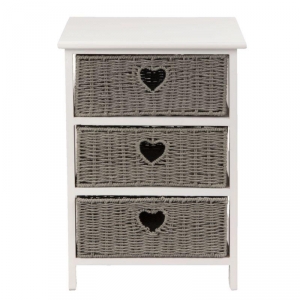 Nočný stolík s 3 pletenými zásuvkami 40x29x58cm