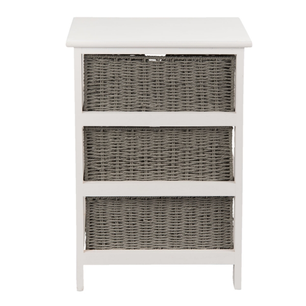 Nočný stolík s 3 pletenými zásuvkami 40x29x58cm