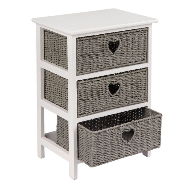 Nočný stolík s 3 pletenými zásuvkami 40x29x58cm