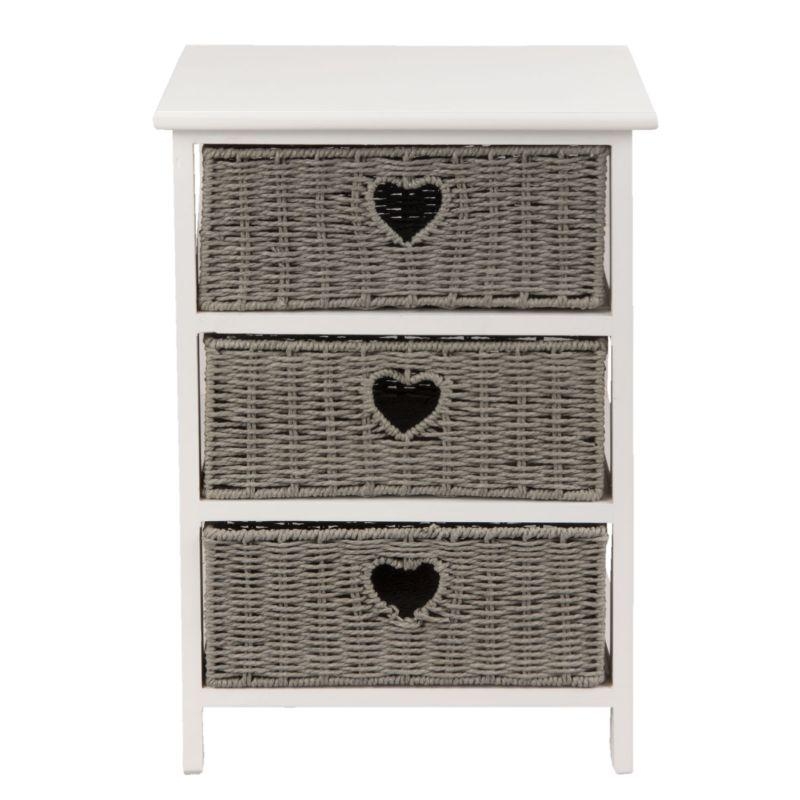 Nočný stolík s 3 pletenými zásuvkami 40x29x58cm