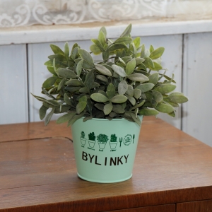 Obal na kvetináč vedierko svetlo zelený 14×10,5×12cm