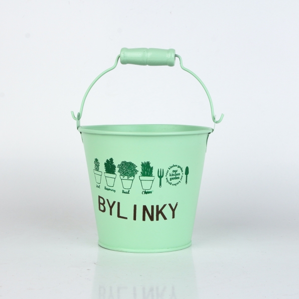 Obal na kvetináč vedierko svetlo zelený 14×10,5×12cm