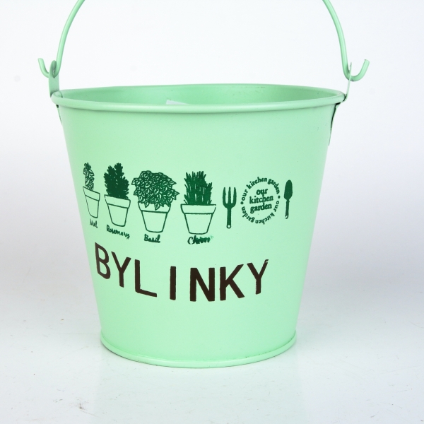 Obal na kvetináč vedierko svetlo zelený 14×10,5×12cm