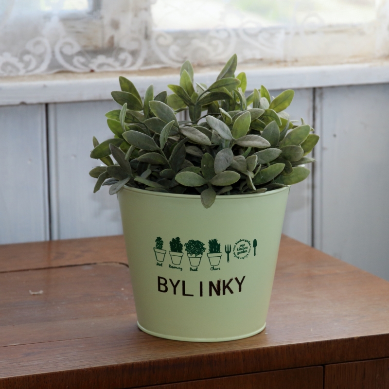 Obal na kvetináč vedierko svetlo zelený 17,5×13,5×16 cm