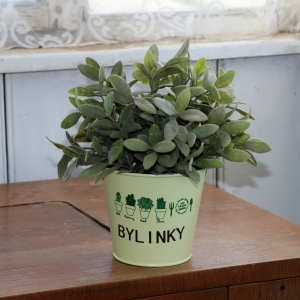 Obal na kvetináč vedierko žltý 17,5×13,5×16cm