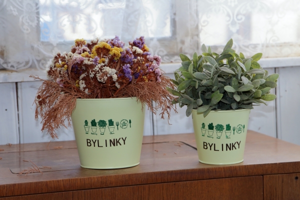 Obal na kvetináč vedierko žltý 17,5×13,5×16cm