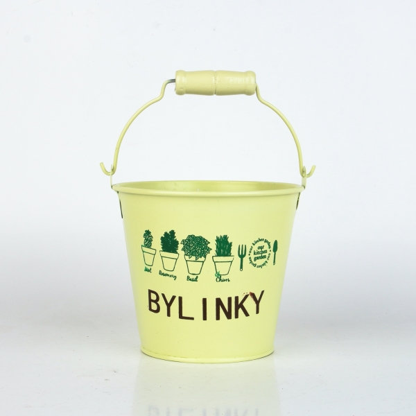 Obal na kvetináč vedierko žltý 17,5×13,5×16cm