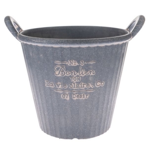 Obal na kvetináč s rukoväťou šedý 30,5×26,5×25cm