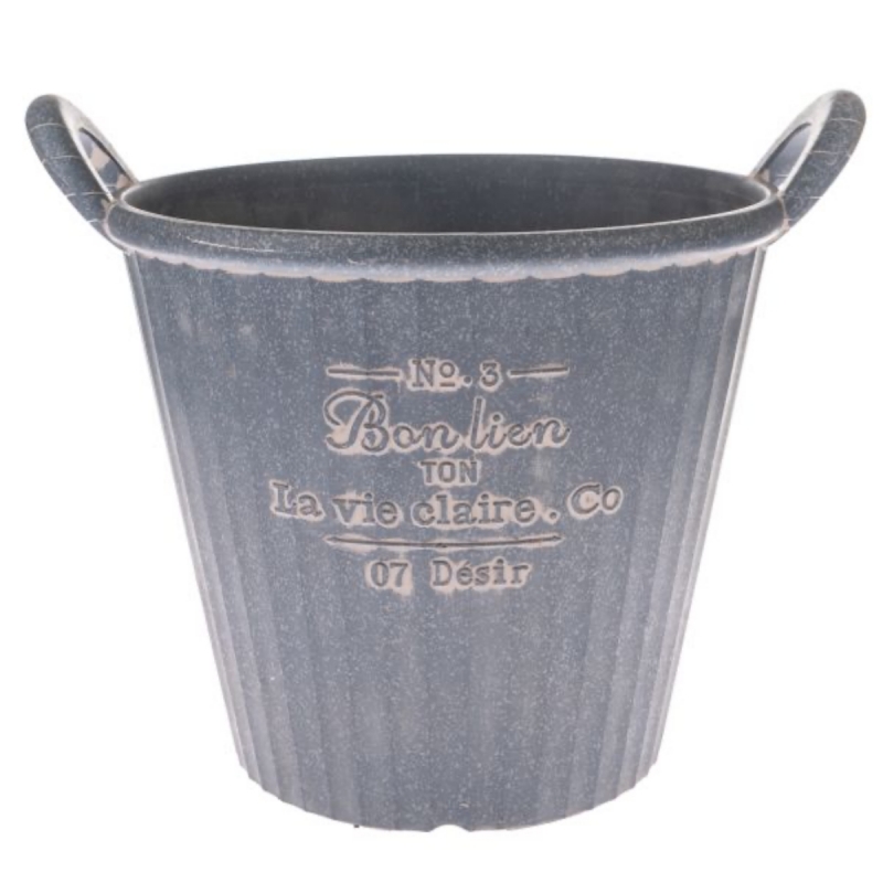 Obal na kvetináč s rukoväťou šedý 30,5×26,5×25cm