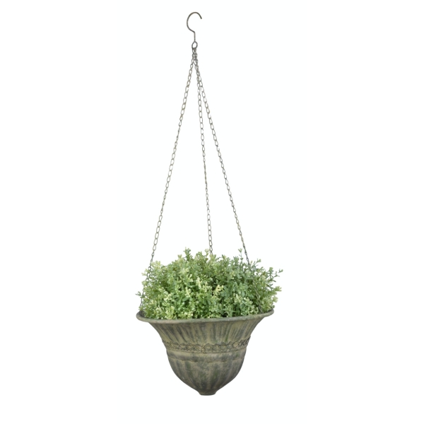 Obal na kvetináč závesný so zelenou patinou 25,5x25,5x17,8