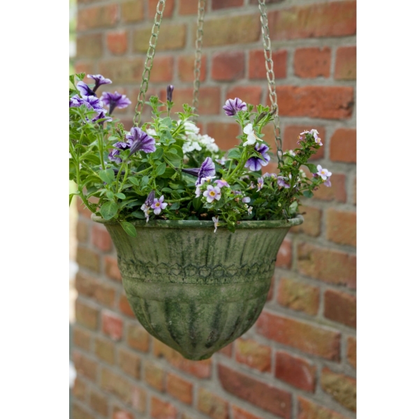 Obal na kvetináč závesný so zelenou patinou 25,5x25,5x17,8