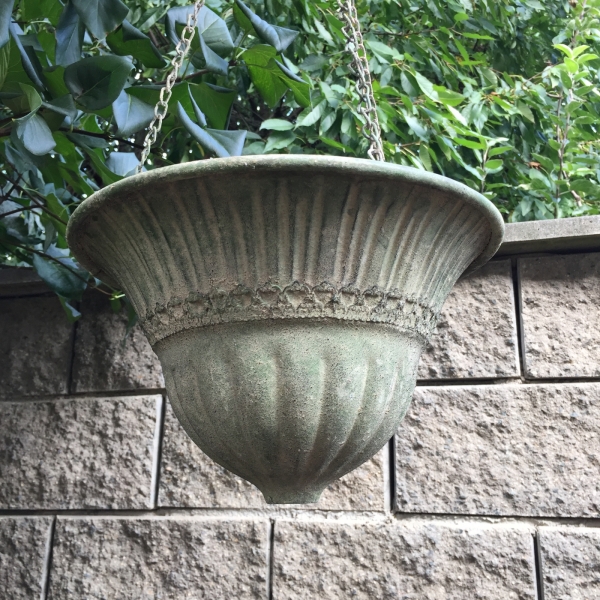 Obal na kvetináč závesný so zelenou patinou 31,2x31,2x18,2cm