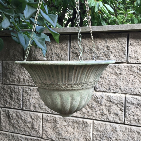 Obal na kvetináč závesný so zelenou patinou 31,2x31,2x18,2cm