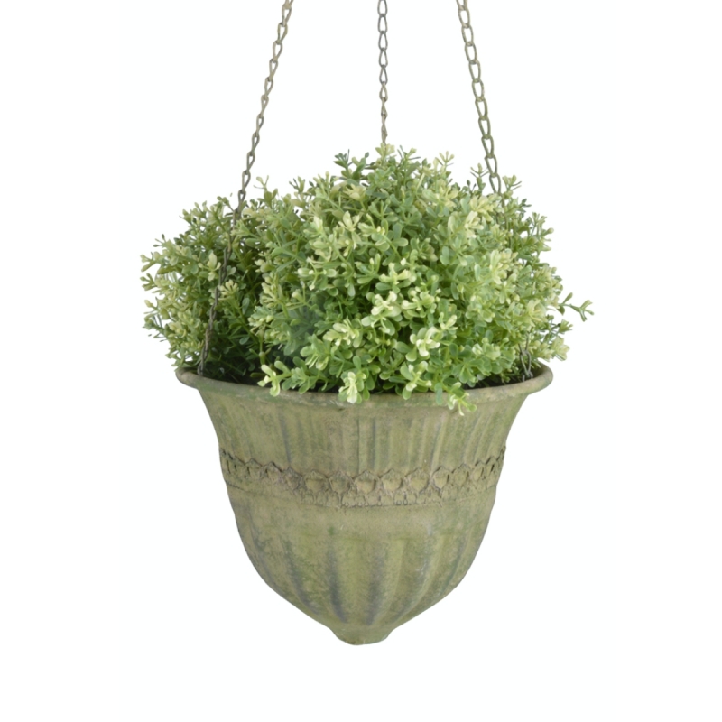 Obal na kvetináč závesný so zelenou patinou 31,2x31,2x18,2cm