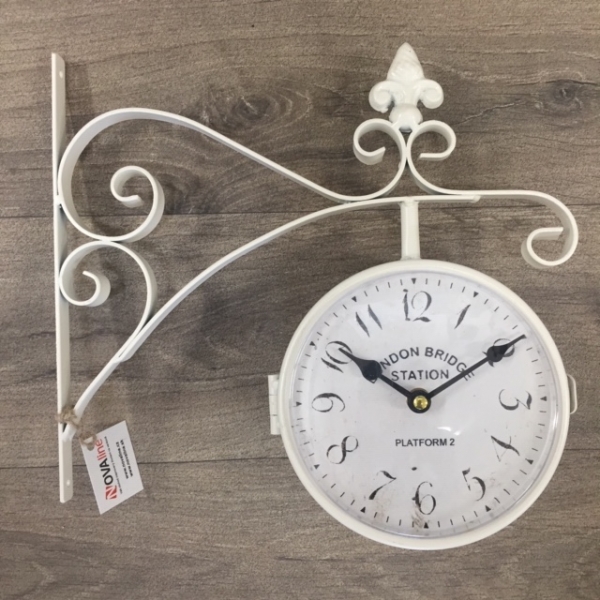 Obojstranné hodiny biele LONDON BRIDGE 16cm