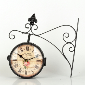 Obojstranné hodiny kovové s ruží