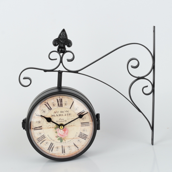 Obojstranné hodiny kovové s ruží