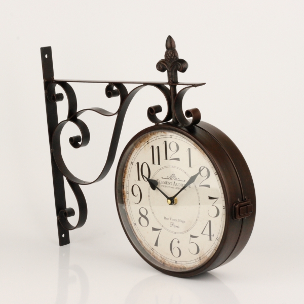 Obojstranné hodiny s arabskými číslicami Clement 40x38x7cm