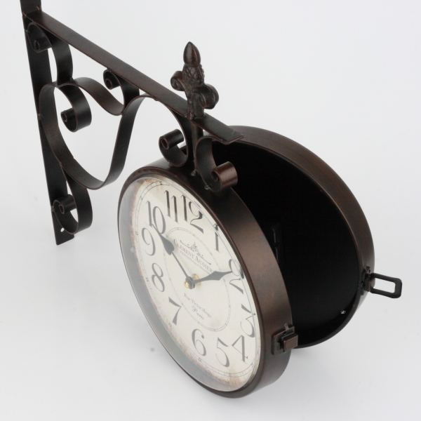 Obojstranné hodiny s arabskými číslicami Clement 40x38x7cm