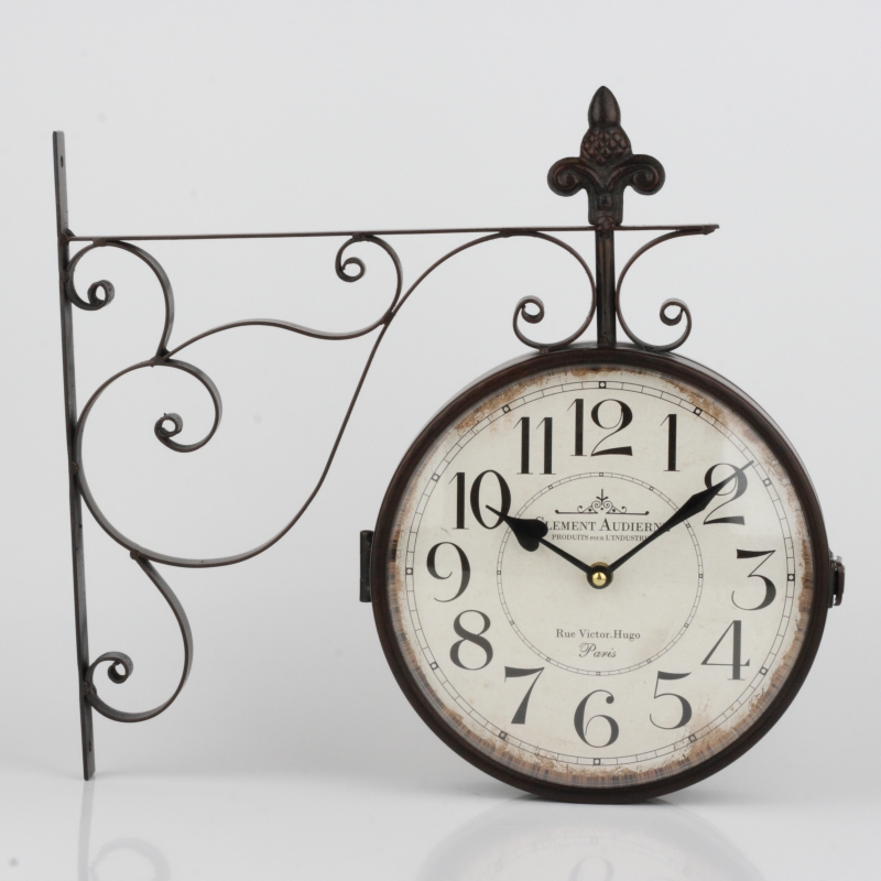 Obojstranné hodiny s arabskými číslicami Clement 40x38x7cm