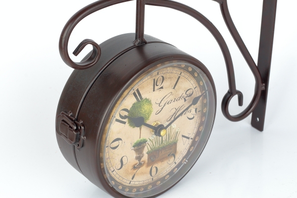 Obojstranné nástenné hodiny s vtáčikom 31×31×10cm