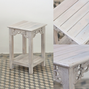 Odkládací stolek na květiny dřevěný bílý 50cm