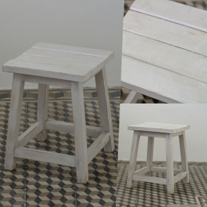 Odkladací stolík / stolička drevený biely 36x36cm