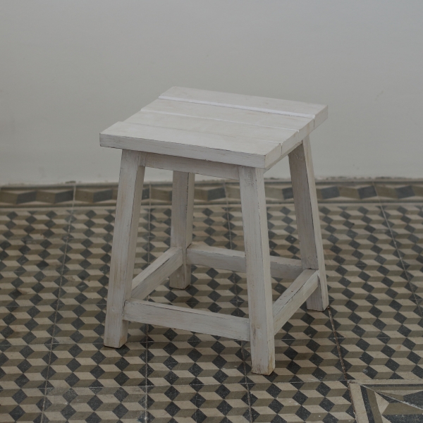 Odkladací stolík / stolička drevený biely 36x36cm