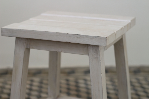 Odkladací stolík / stolička drevený biely 36x36cm