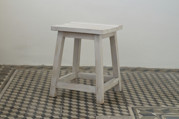 Odkladací stolík / stolička drevený biely 36x36cm