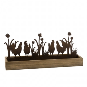 Okenné dekorácie sliepky 43x13x19cm 