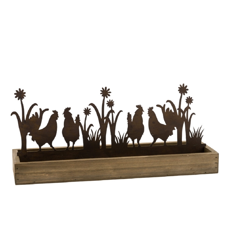 Okenné dekorácie sliepky 43x13x19cm