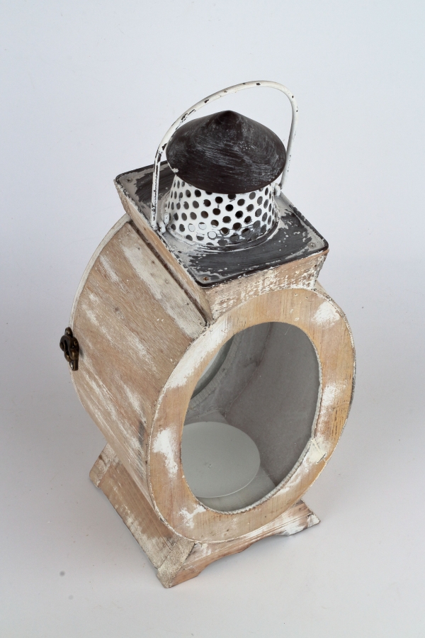 Oválna drevená lampáš 16x12x37cm