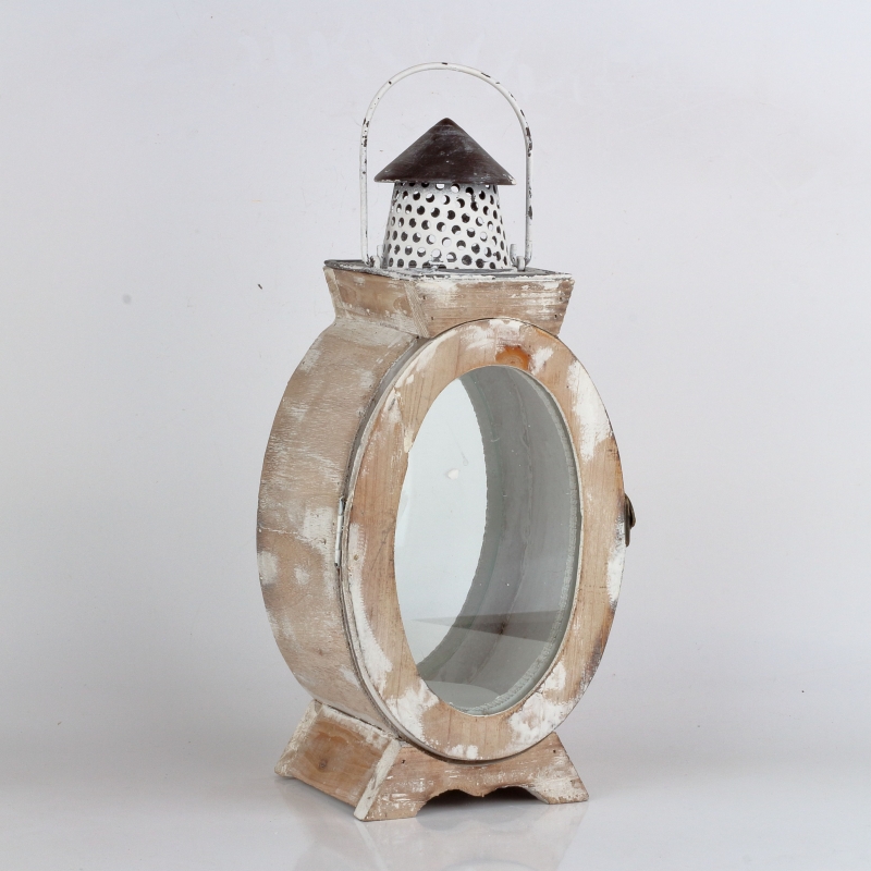 Oválna drevená lampáš 16x12x37cm