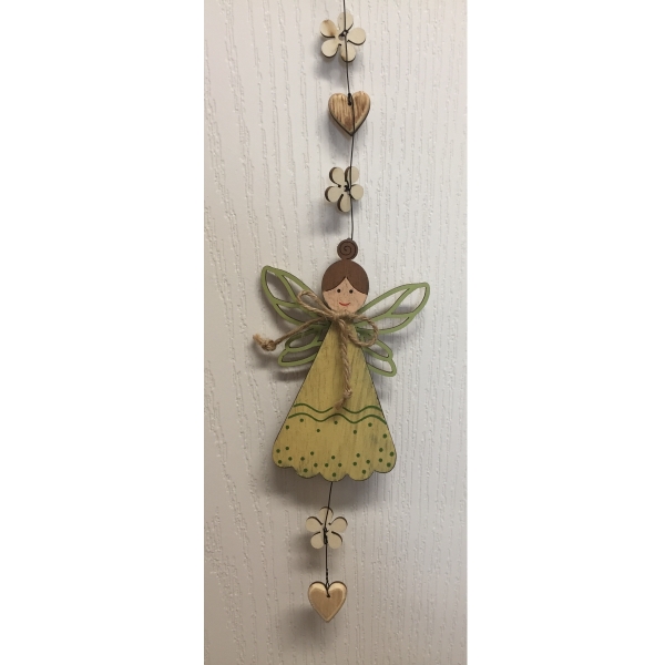 Ozdoba na zavesenie anjel svetlo zelený 38cm