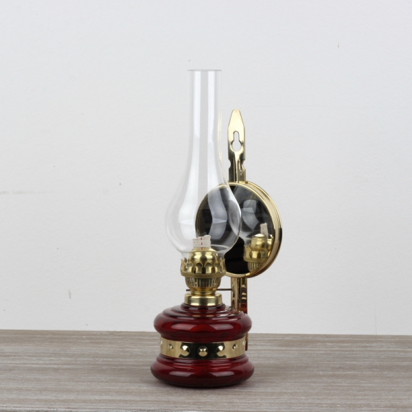 Petrolejová lampa so zrkadlom vínová 30cm 