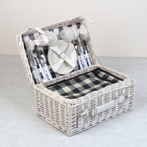 Piknikový kôš biely pre 2 osoby 42x27x21cm