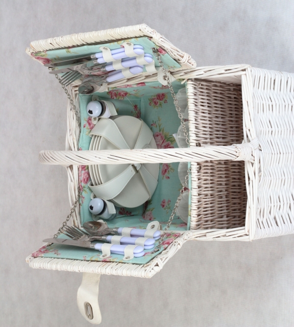 Piknikový kôš pre 4 osoby kvetinový vzor 40x30x24cm