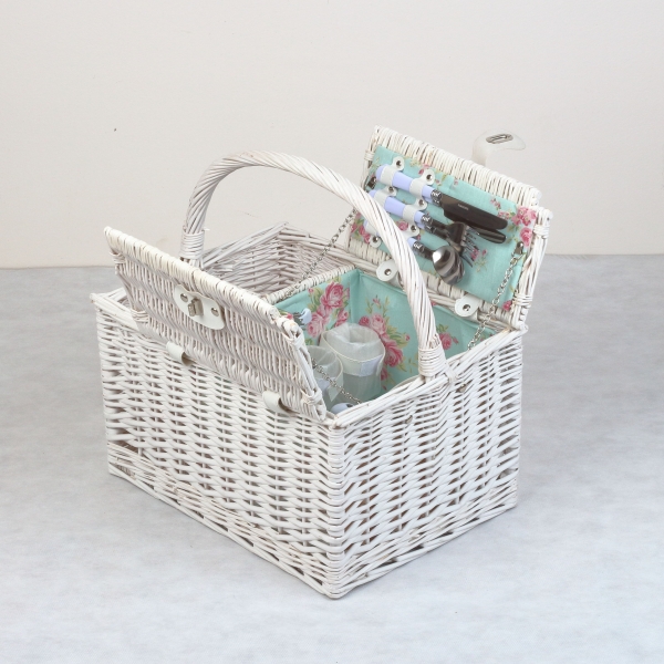 Piknikový kôš pre 4 osoby kvetinový vzor 40x30x24cm