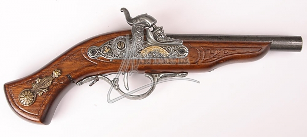 Pištoľ perkusná 31 cm historická replika drevo a kov