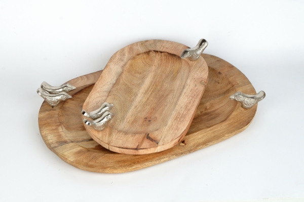 Pítko pre vtáky drevené s vtáčikmi 30,5 x 19 x 4 cm menšie