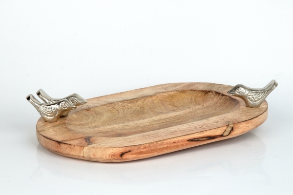 Pítko pre vtáky drevené s vtáčikmi 30,5 x 19 x 4 cm menšie