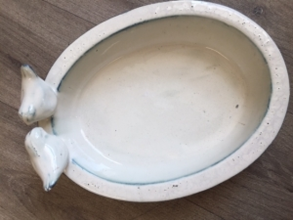 Pítko pre vtáky keramická miska - krémová - vyradená