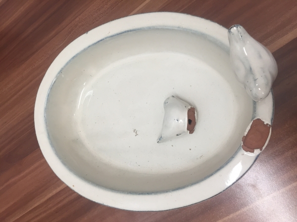 Pítko pre vtáky keramická miska - krémová - vyradená