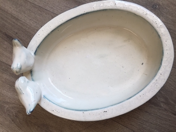 Pítko pre vtáky keramická miska - krémová - vyradené