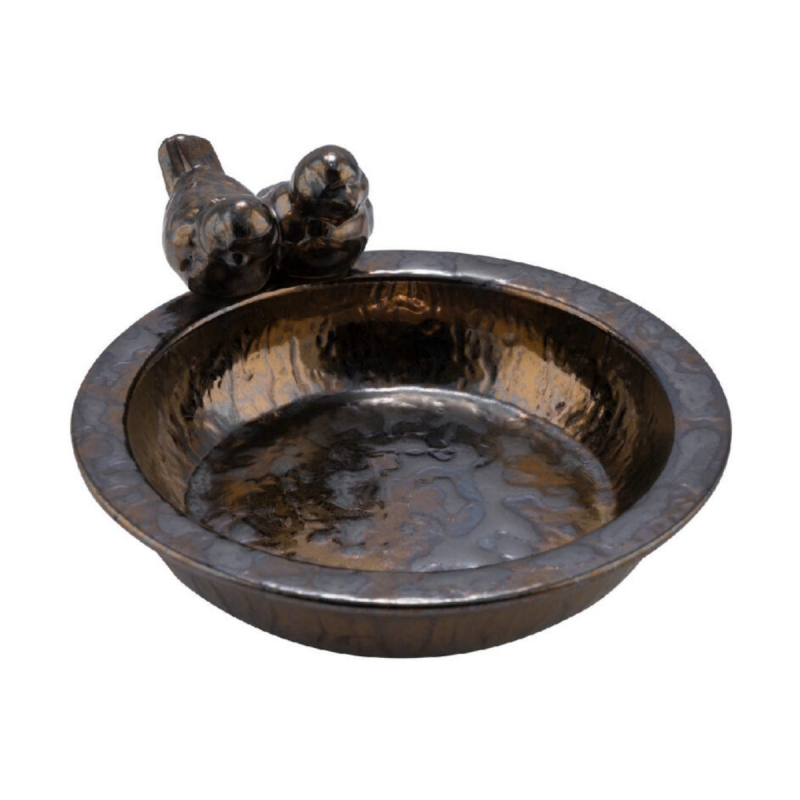 Pítko pre vtáky keramické bronz 23x23x5cm